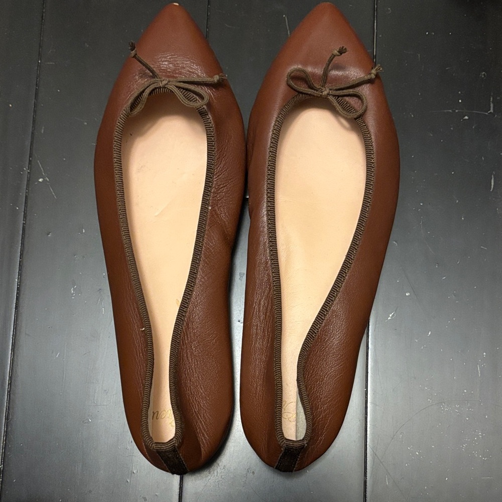 J. Crew Brown Leather Pointed Flats